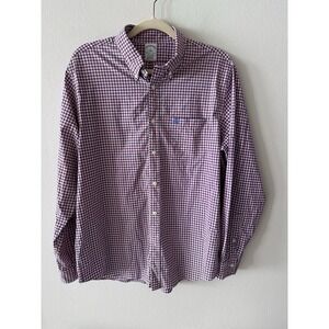 Brooks Brothers Shirt Mens L Red Blue Check Performance Stretch Nylon Button Up